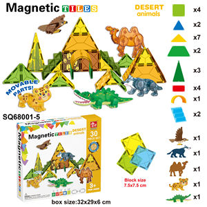 Ensemble de jouets dinosaures à aimants puissants, blocs magnétiques en plastique imprimés multicolores, coffret cadeau éducatif, tuiles de <span class=keywords><strong>construction</strong></span> pour zoo - Product Image 4