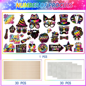 30 pièces de fournitures de fête du Nouvel An 2027, accessoires de photomaton noir et or pour la décoration de la fête du Nouvel An 2027 - Product Image 3