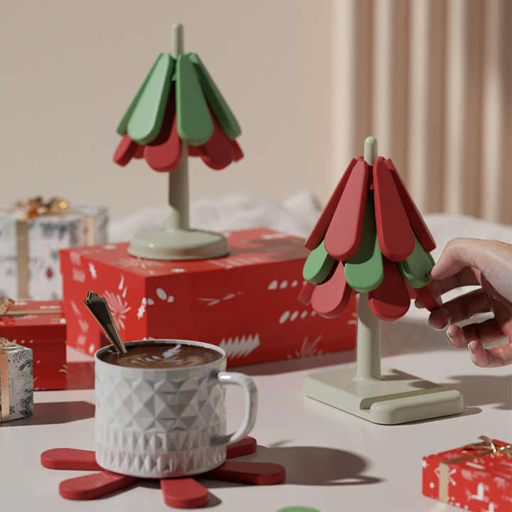 Christmas Tree Design Kitchen Silicone Dining Pad Heatresistant Table