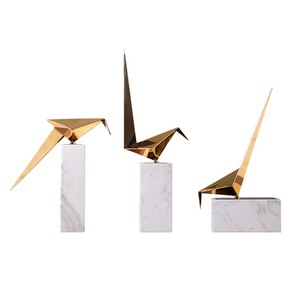 Ornements à la mode populaires Base en marbre classique en acier inoxydable petit oiseau en métal Animal pour décor de table intérieur - Product Image 4