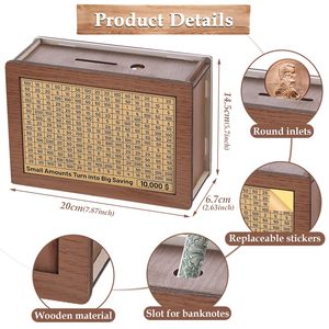 Người lớn bằng gỗ tiền tiết kiệm hộp với khô xóa bút 10000 5000 3000 2000 1000 500 thách thức tiền ngân Hàng Trống tiết kiệm trackers - Product Image 2