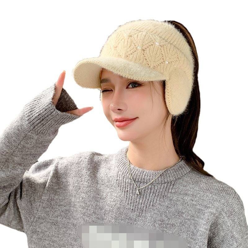 GADIEMKENSD Chapeau De Queue De Cheval En Polaire Pour Femme – Chapeau D'hiver Réfléchissant Avec Bandeau Réglable Et Cache-oreilles Rabattables, Vert Foncé