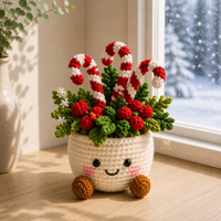 Tanaman Pot Rajutan Tangan untuk Dekorasi Natal, Hiasan Meja Liburan, Kado Natal, Grosir