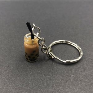 New Women/Men's Fashion Handmade Pearl Milk Tea Coffee Cup <b>Key</b> <b>Chains</b> <b>Key</b> Rings Alloy Charms Gifts - Product Image 3