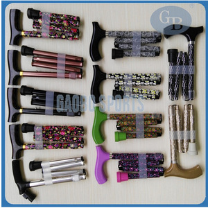 GB Adjustable Aluminum Alloy <b>Walking</b> <b>Stick</b> With Printing Design Outdoor Hiking Cane Rubber Tip Folding Five Position - Product Image 4
