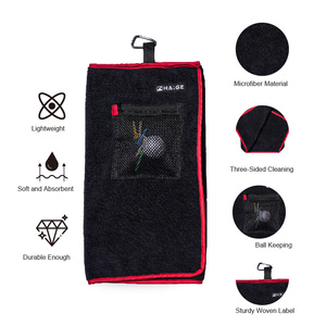 Tùy chỉnh <span class=keywords><strong>Tri</strong></span> gấp Golf khăn sợi nhỏ Golf khăn với móc và Túi - Product Image 3