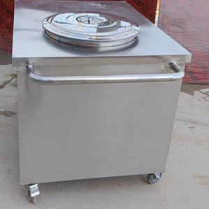 Chariot <span class=keywords><strong>de</strong></span> présentation isotherme commercial robuste en acier inoxydable pour aliments, système mobile à 4 roues, avec seau à bouillie/soupe inclus - Product Image 3