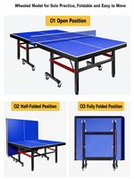 Table de ping-pong pliable d'intérieur, table de tennis de table compacte avec plateau de 15 mm et filet pour enfants, famille, loisirs à domicile et entraînement