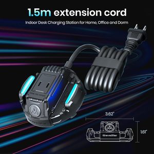 GravaStar Dog House Mecha Power Strip | RGB Gaming Desktop <b>Extension</b> <b>Socket</b> - Product Image 3
