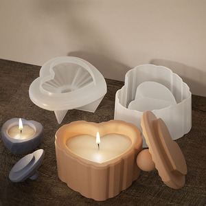 Moule en silicone YS en forme <span class=keywords><strong>de</strong></span> cœur pour bougeoirs, coupelles à bougies, pots <span class=keywords><strong>de</strong></span> rangement, fabrication <span class=keywords><strong>de</strong></span> bougies DIY, aromathérapie, gypse, résine, décoration intérieure - Product Image 4