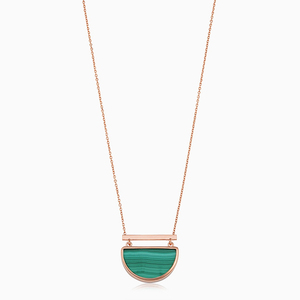 Collar clásico de Plata de Ley 925 para mujer, Colgante de Piedra de malaquita chapada en oro y esmalte alto, Gemnel - Product Image 5