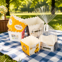 Boîte à pâtisserie festonnée tendance 2026 avec sac PET transparent, gobelet en papier écologique et durable pour biscuits, logo OEM