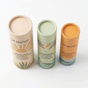 กล่องกระดาษคราฟท์ทรงกระบอกแบบดัน-ดึง บรรจุภัณฑ์ทรงกลม ขนาด <span class=keywords><strong>2</strong></span> ออนซ์ สำหรับลิปบาล์มแบบดันขึ้น กล่องเปล่า - Product Image 1