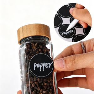 ขวดแก้วใส่เครื่องปรุงทรงสี่เหลี่ยมที่ทำจากไม้และไม้ไผ่ผงพริกยี่หร่าพริกไทยขวดปรุงรสเกลือ - Product Image 6