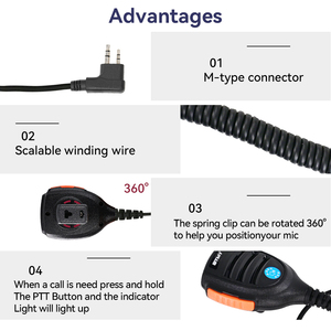 Micrófono remoto ET-MH31 de 2 pines IP55 con conector de 2,5 mm para radios bidireccionales Walkie Talkie EP350 EP450 DEP250 CP040 CP140 - Product Image 3