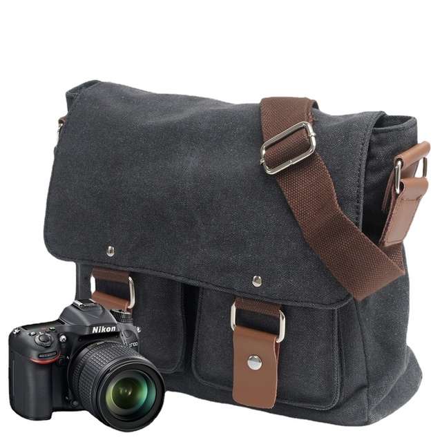 Unisex Vintage Canvas Crossbody Bag Single Shoulder for Nikon Sony Mirrorless DSLR Camera Photography Shoulder Bag