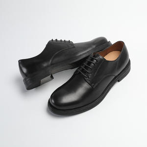 Sepatu Pernikahan Pria WITHCOCO Model Musim Gugur, Kulit Asli Full-grain, Tali Sepatu, Warna Solid, Cocok untuk Kantor & Karir, Ujung Bulat, Sol Tebal - Product Image 4