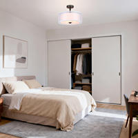 Lampes de plafond modernes ETL en stock aux États-Unis, luminaires de cuisine en forme de tambour, suspensions en tissu pour salon
