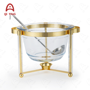 Gran oferta 4L Hotel Buffet que sirve plato de frotamiento calentador de alimentos de vidrio para boda fiesta restaurante Equiment comercial - Product Image 4