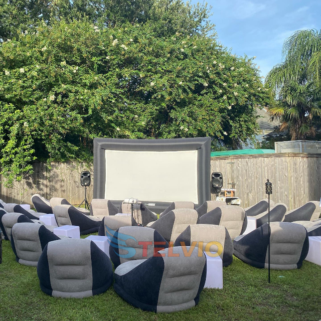 Inflatable Rear Projection Screen for Sale TV Projector Outdoor Theater Cinema Commercial Large Blow up Movie Screen and Chair