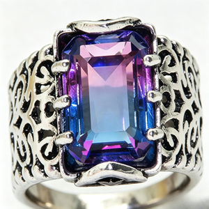 Anello Rettangolare Arcobaleno per Donne, Anello da Dito Vintage alla Moda - Product Image 5