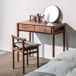 Nordic Solid Wood Dressing <b>Table</b> Mirror Frame Structure Black <b>Walnut</b> White Ash Modern Simple Japanese Style Bedroom Small Makeup - Product Image 1