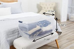New Design 50L Injection-Molded <b>Rectangle</b> Clear Plastic Transparent Clothing Storage Box with Wheels - Product Image 2