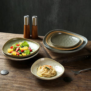 Tazón de cerámica gruesa japonesa Vintage, cuenco triangular de cerámica para postre, fruta, ensalada, plato de sopa, vajilla comercial para fiestas - Product Image 2