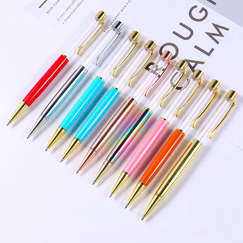 Japan Usa Diy Glitter Lege Buis Balpen Custom Metalen Pen Met Logo