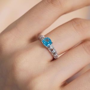 Dylam Oem Odm Jewelry Supplier S925 Silver Rhodium Plated Eternity Band Sapphire 1.25ct 8A Crushed <b>Iced</b> Out Cut Zirconia <b>Rings</b> - Product Image 4