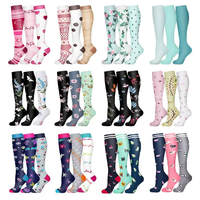 Chaussettes de compression personnalisées en bambou, hauteur genou, en Spandex imprimé, pour haltérophilie, soulevé de terre, entraînement de stabilité, sport et usage quotidien