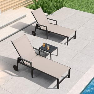 Chaise longue d'extérieur réglable pour la plage au bord <span class=keywords><strong>de</strong></span> la piscine et le patio extérieur Chaise longue en aluminium - Product Image 1