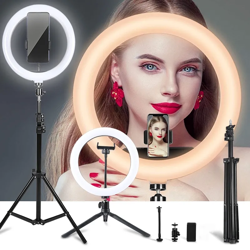 2021 NEU 12 Zoll 14 Zoll 18 Zoll Fotografie Kamera LED Rin glicht für Instagram rosa schwarz weiß blau LED Ring lampe