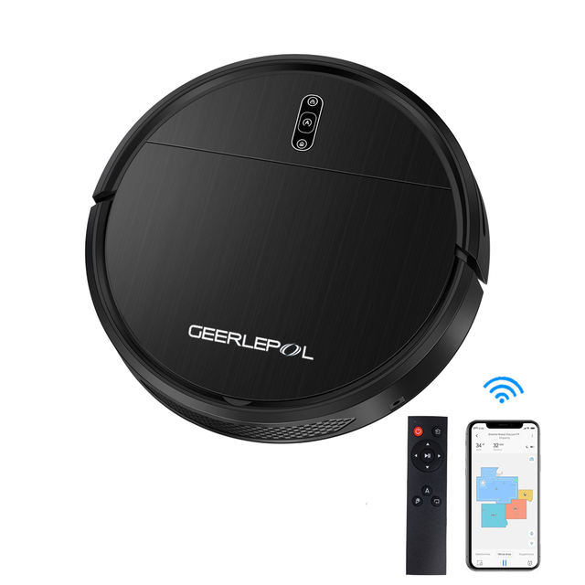 D2-007 Wi-Fi Compatible Robotic Vacuum Cleaner 120 Mins Run Time Self-Charging Wet Dry Cleaning Alexa Friendly Household Use USB