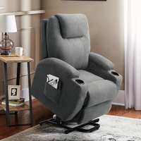 Fauteuil de massage chauffant à 8 points de vibration, avec porte-gobelets USB Type-C en acier inoxydable, canapé individuel pour personnes âgées