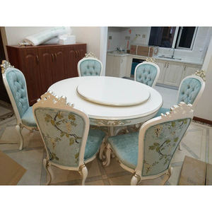 Ensemble <span class=keywords><strong>table</strong></span> et chaises <span class=keywords><strong>de</strong></span> salle à manger ronde <span class=keywords><strong>en</strong></span> bois massif français palais europé<span class=keywords><strong>en</strong></span> <span class=keywords><strong>table</strong></span> ronde néoclassique sculptée <span class=keywords><strong>de</strong></span> luxe - Product Image 4