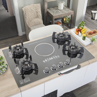 Brûleur Multifonctionnel à Couvercle Escamotable pour Cuisine Domestique, Cuisinière Encastrée en Verre Gaz/Électrique pour Hôtels, Voitures et Foyers