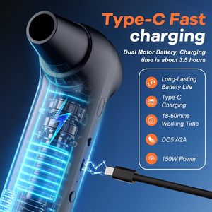 aspirateur Cordless 2-in-1 Air Duster Vacuum Cleaner 130000RPM Brushless Motor Air Blower for <b>Keyboard</b> Car <b>Electronic</b> Cleaning - Product Image 4