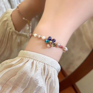 Ánh Sáng Sang Trọng Nữ Vòng Đeo Tay Với Màu Sắc Nhỏ Cánh Hoa Hoa Ngọc Trai Ngọt Ngào Tất Cả Các Trận Đấu Tính Khí Đính Cườm Tay Chuỗi Món Quà Hoàn Hảo - Product Image 4