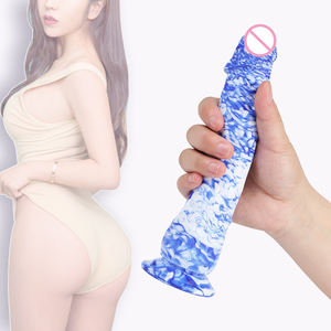 Neues Design Blaues und weißes Porzellan Flüssiges Silikon Realistischer riesiger <span class=keywords><strong>Dildo</strong></span> Penis mit Sauger für Frauen Vaginal G-Punkt Anal Spiel - Product Image 2