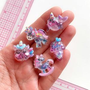 C24 Breloques <span class=keywords><strong>Licorne</strong></span> Fantaisie en Résine Scintillante Kawaii, Cabochons Transparents Mignons pour Bricolage, Coques <span class=keywords><strong>de</strong></span> Téléphone, Aimants <span class=keywords><strong>de</strong></span> Réfrigérateur, Décoration Enfants - Product Image 6