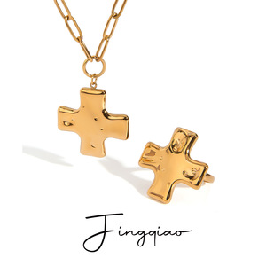 Yueli Cross Pendant <b>Necklace</b> <b>Ring</b> Stainless Steel Unisex Fashion Jewelry Light Luxury Design - Product Image 1