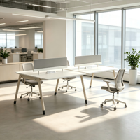 Poste de travail en open space pour 2, 4 ou 6 personnes avec panneau d'intimité intégral – Mobilier de bureau partagé moderne