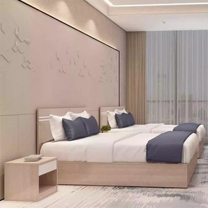 Meubles commerciaux abordables, ensembles de chambre modernes, cadre de lit simple en bois pour hôtel, Airbnb, location d'appartement - Product Image 2