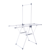 Estante de ropa plegable de pie con barra para colgar, tendedero de lavandería de 3 paneles, estante inferior de metal para interior/balcón