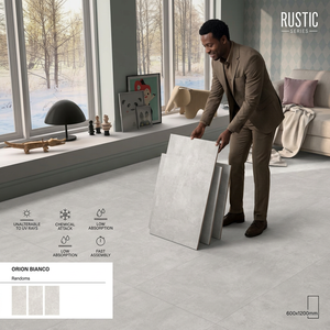 กระเบื้องปูพื้นพอร์ซเลน Orion Bianco ขนาด 600x1200 มม. (60x120 ซม.) ผิวขัดเงา ดีไซน์เนอร์ UK กระเบื้องปูพื้นพอร์ซเลนสำหรับภายนอกอาคาร - Product Image 1
