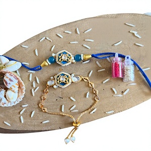 Handmade Rakhi For Brother Hexagon <b>Beaded</b> <b>Bracelet</b> With Pearl And Stone Bohemia Style Women's Jewelry handmade rakhi collection - Product Image 5