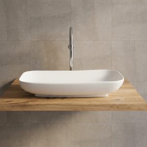 Lavabo ovale en céramique de style moderne pour hôpital, à poser sur comptoir, en granit, écologique - Product Image 6
