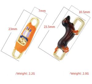 P377T Breloques connecteurs en <span class=keywords><strong>laiton</strong></span> <span class=keywords><strong>plaqué</strong></span> or PVD 18K émaillées pour la fabrication de bijoux DIY (bracelets, colliers) - Product Image 3
