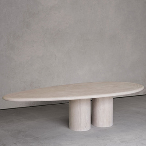 Kumusi alto lusso <span class=keywords><strong>Beige</strong></span> travertino moderno minimalista mobile lungo <span class=keywords><strong>tavolo</strong></span> da pranzo - Product Image 2
